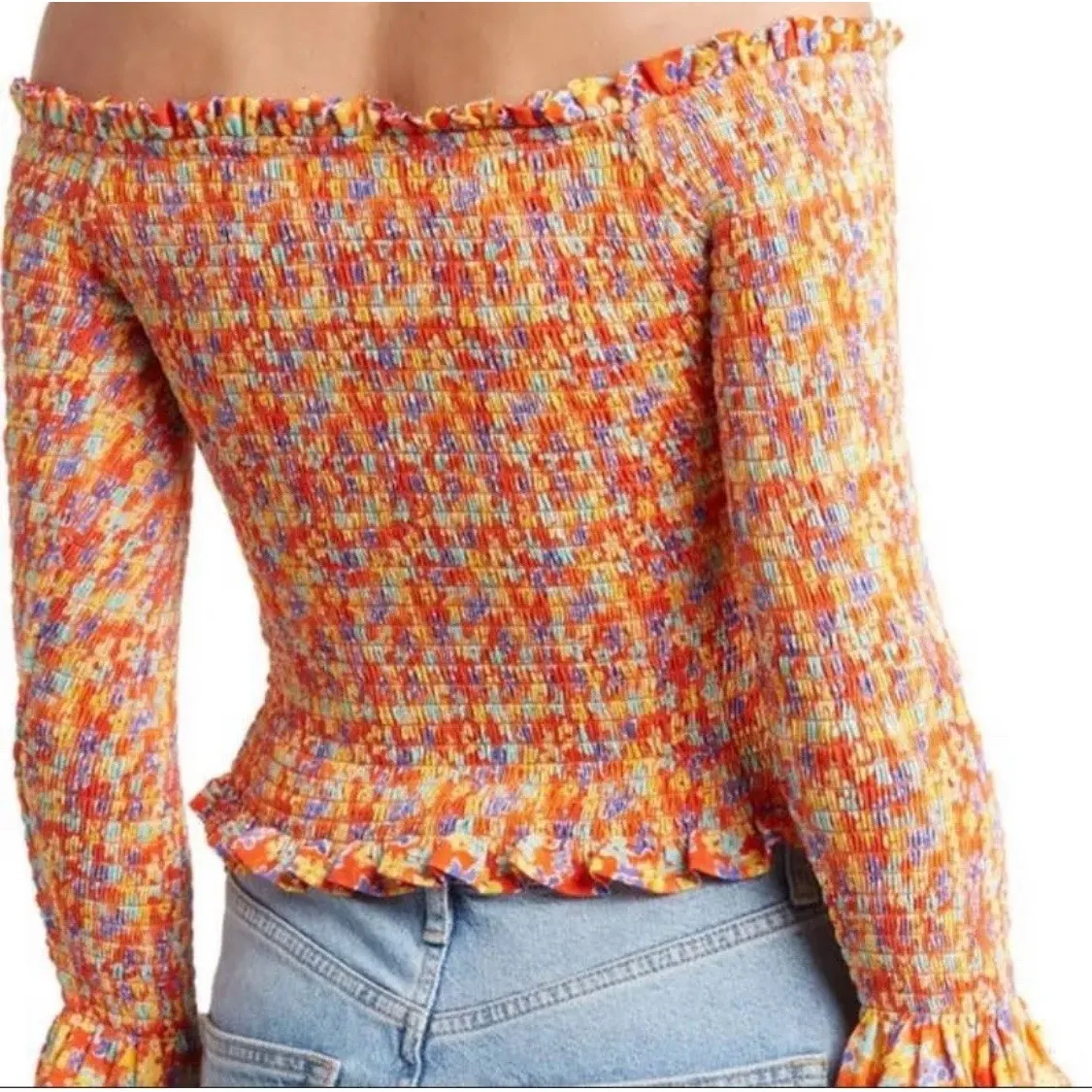 Caroline Constas Felicia Smocked Red Ditsy‎ Floral Off - Image 2