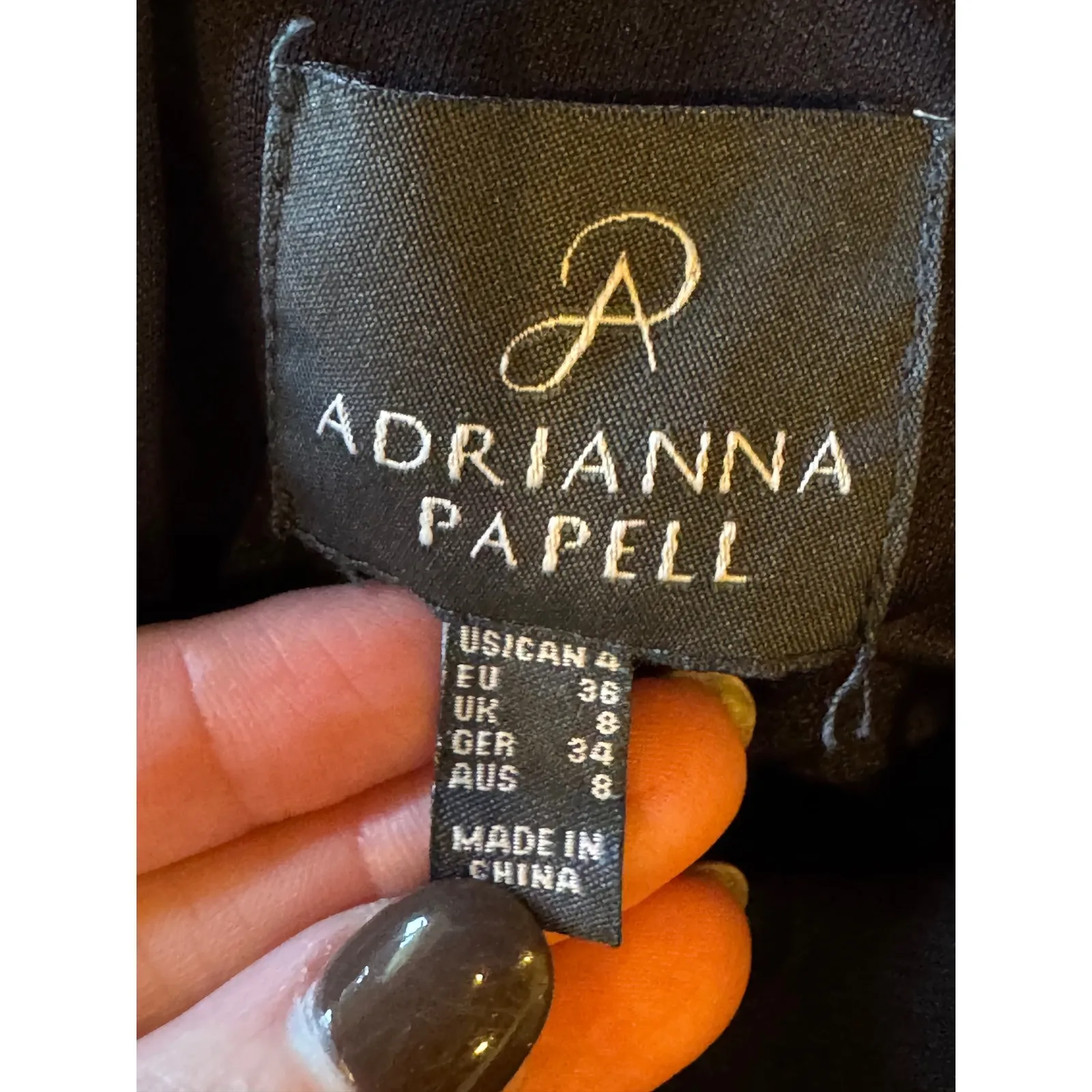 Adrianna Papell Dress Women 4 Black Long Sleeve Asymmetric Hem Mini Cocktail LBD - Image 8