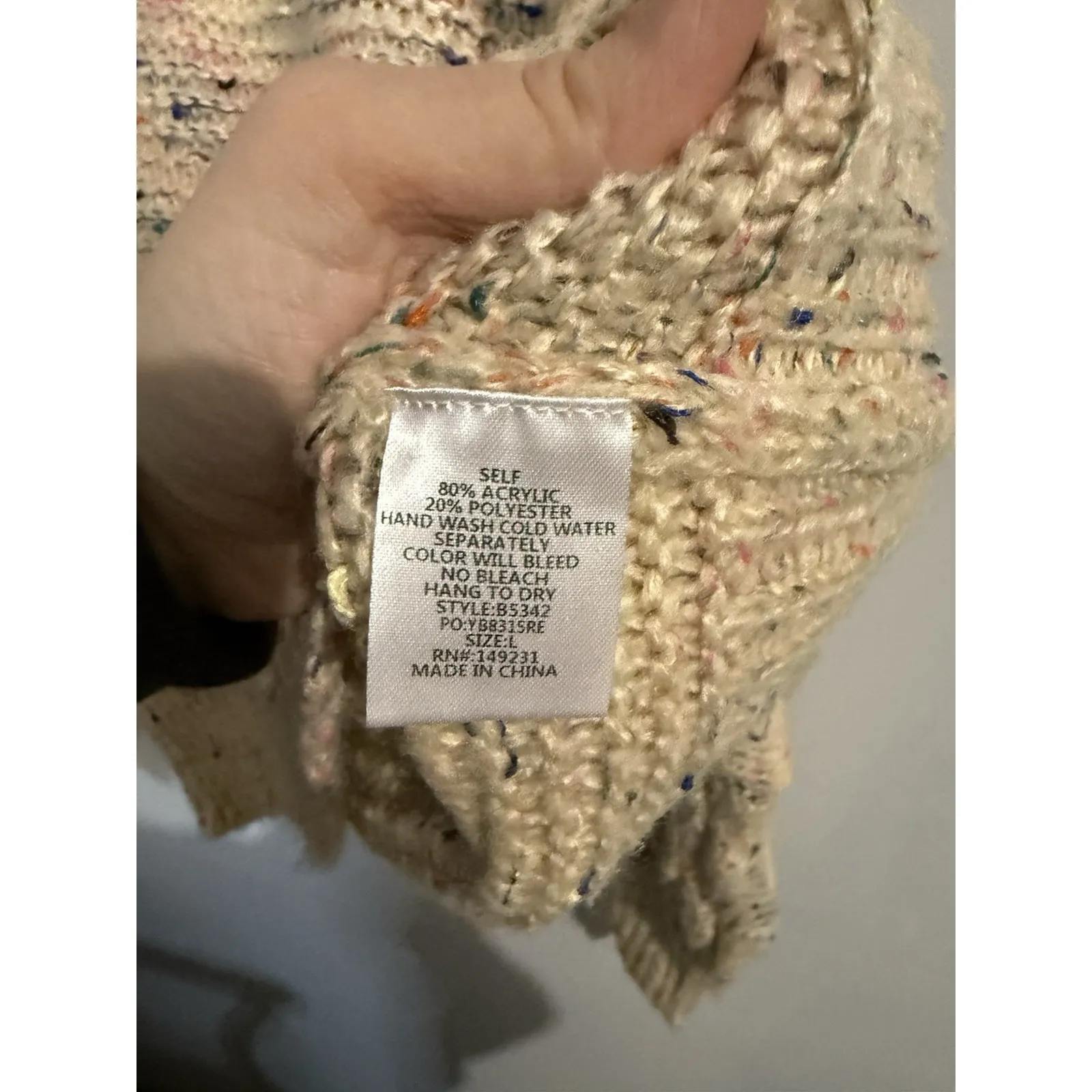 Kori Women's Chunky Multi Color Knit Sweater With Puff Sleeves Size L - Image 4