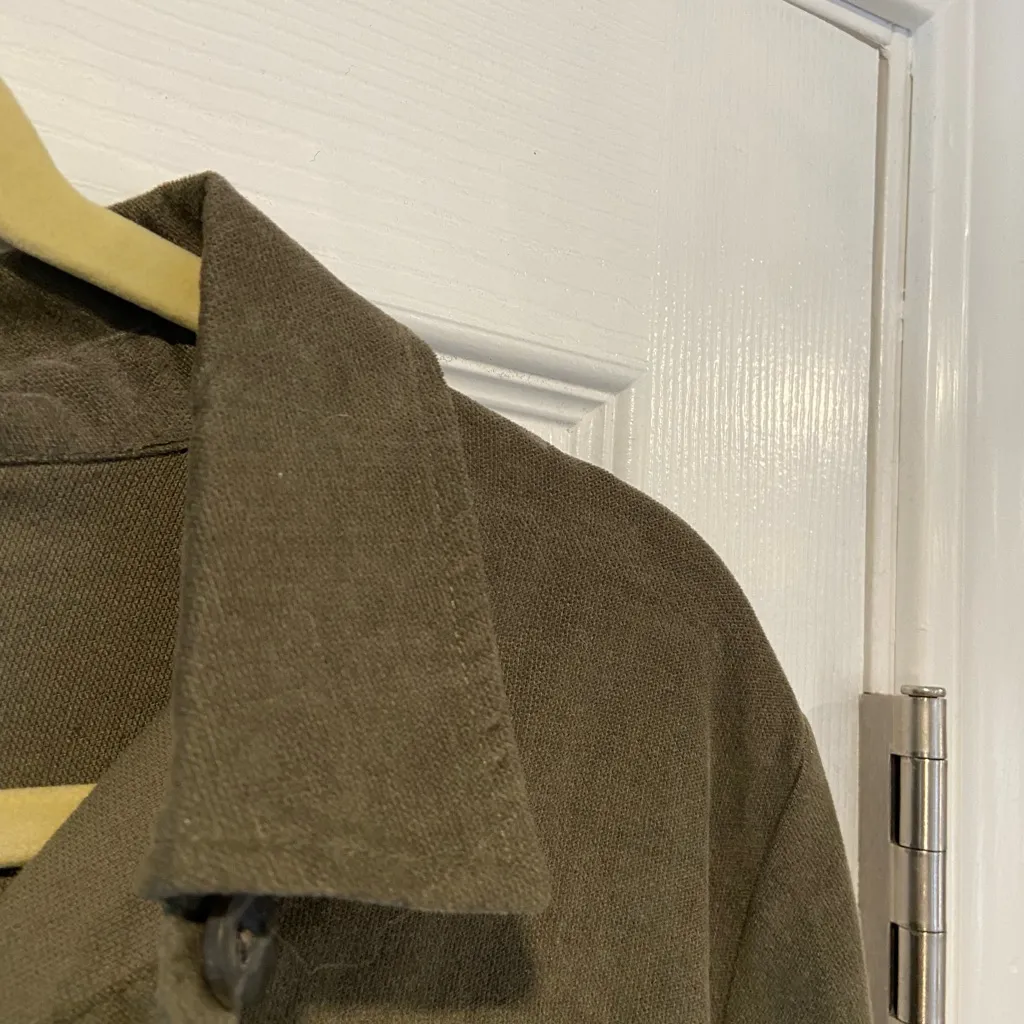 NWT Nine West Olive Green Velvet Button Front Collared Long Sleeve Mini Dress - Image 5