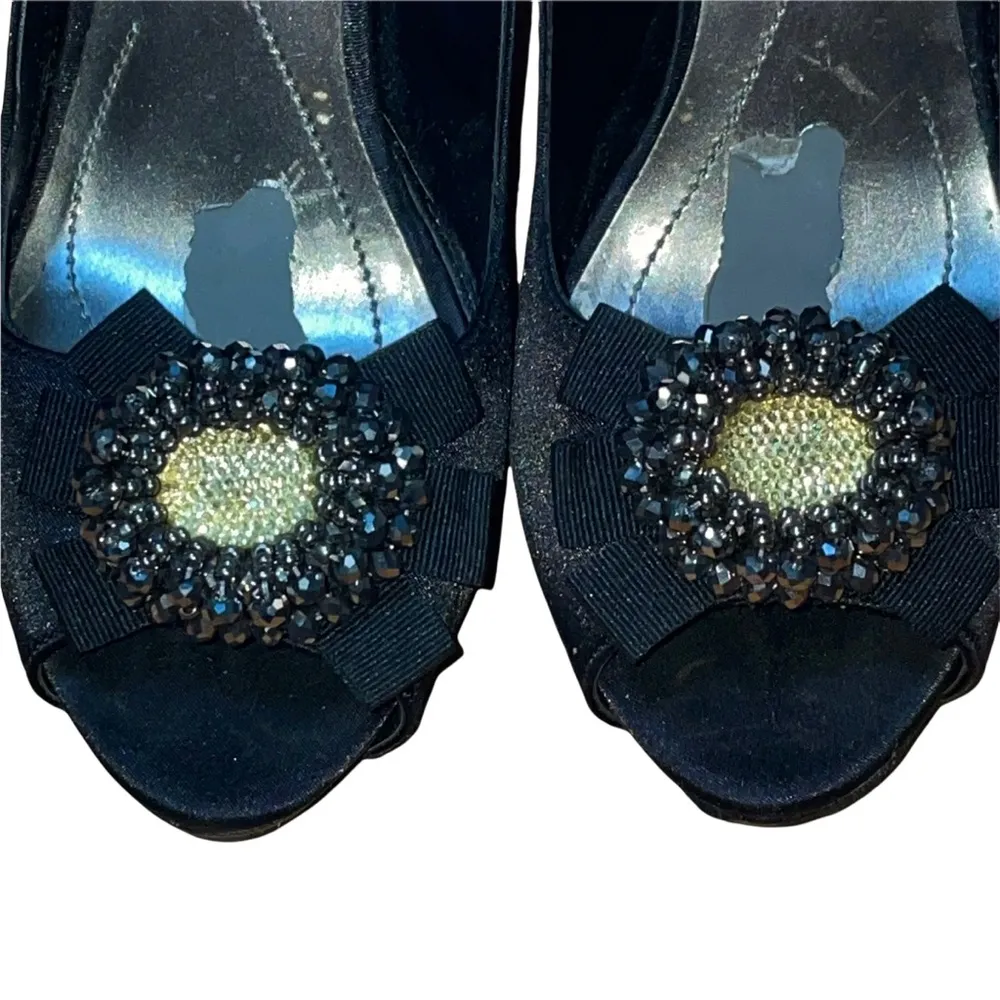 Apt. 9  Cindy rhinestone flower peep toe heels - Image 2