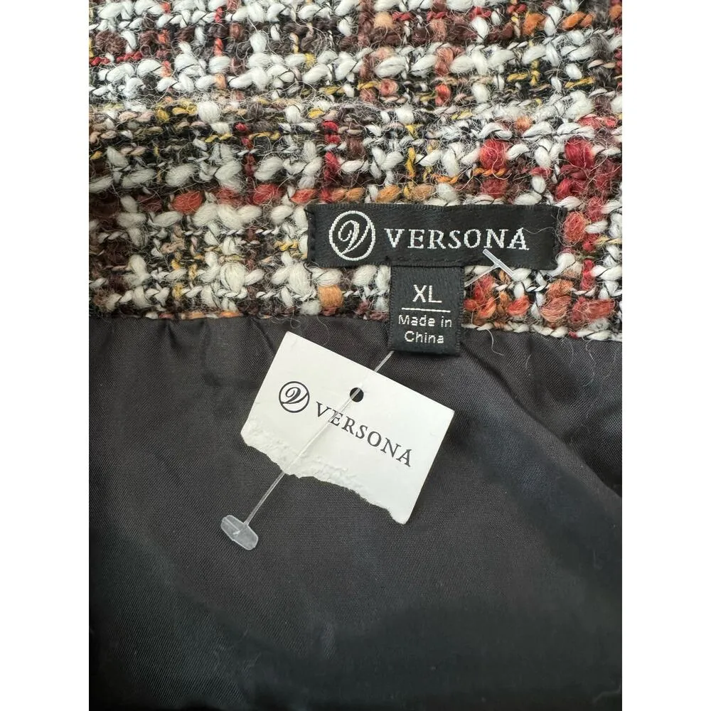 NWT Versona tweed fringed mini skirt in shades of brown size XL - Image 7