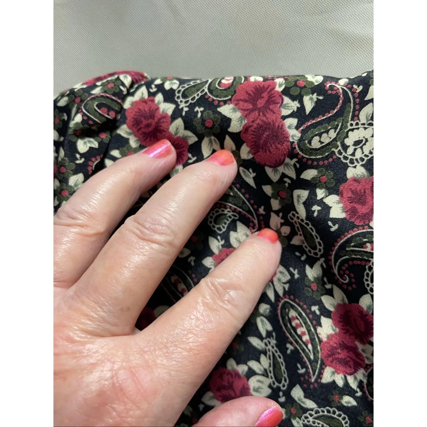 Vintage Lisa II floral dress lace collar size 14 runs small padded shoulders Red - Image 7