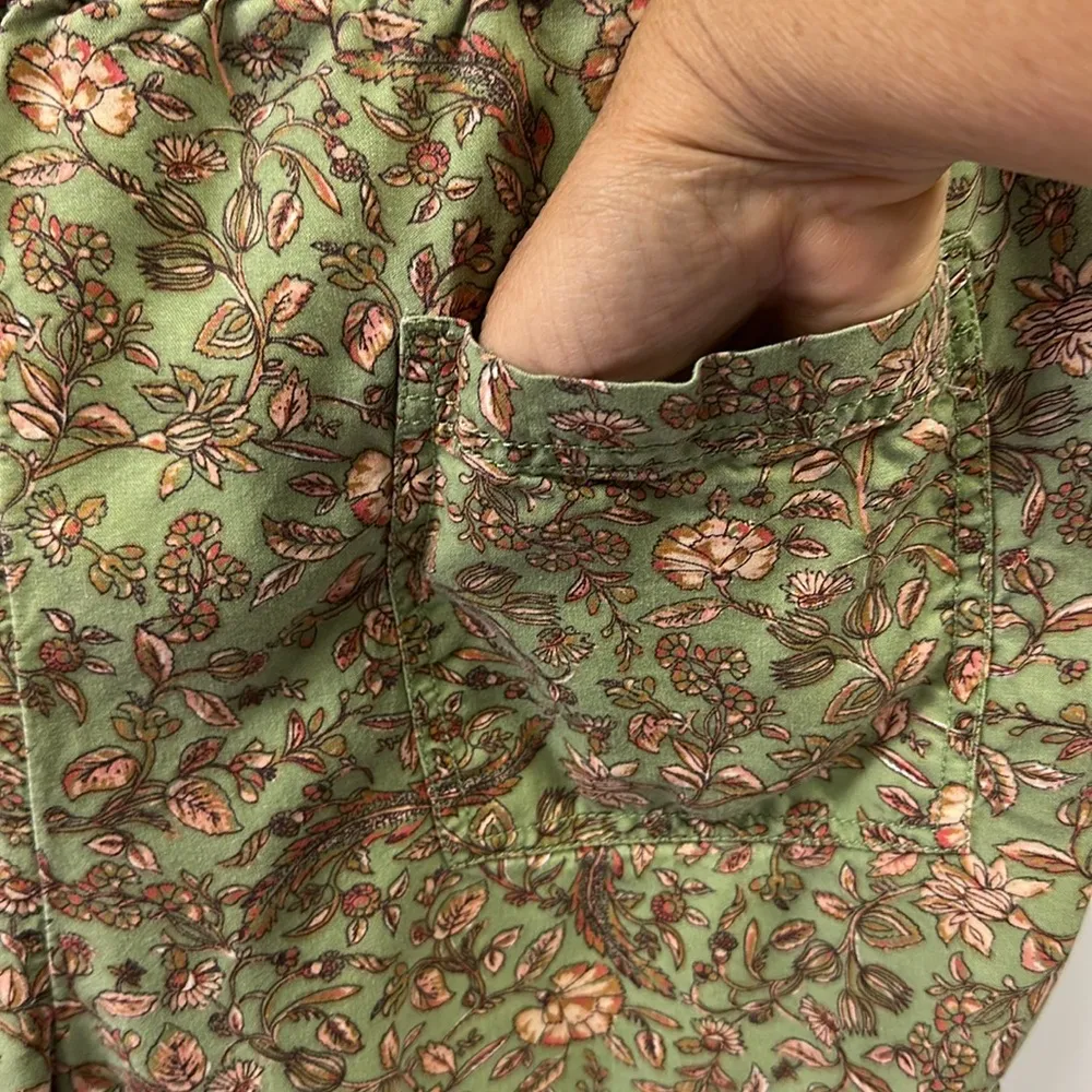 Viscose Oneill Fran Green Floral Print Drawstring Waist 4 Pocket Shorts Womens L - Image 8