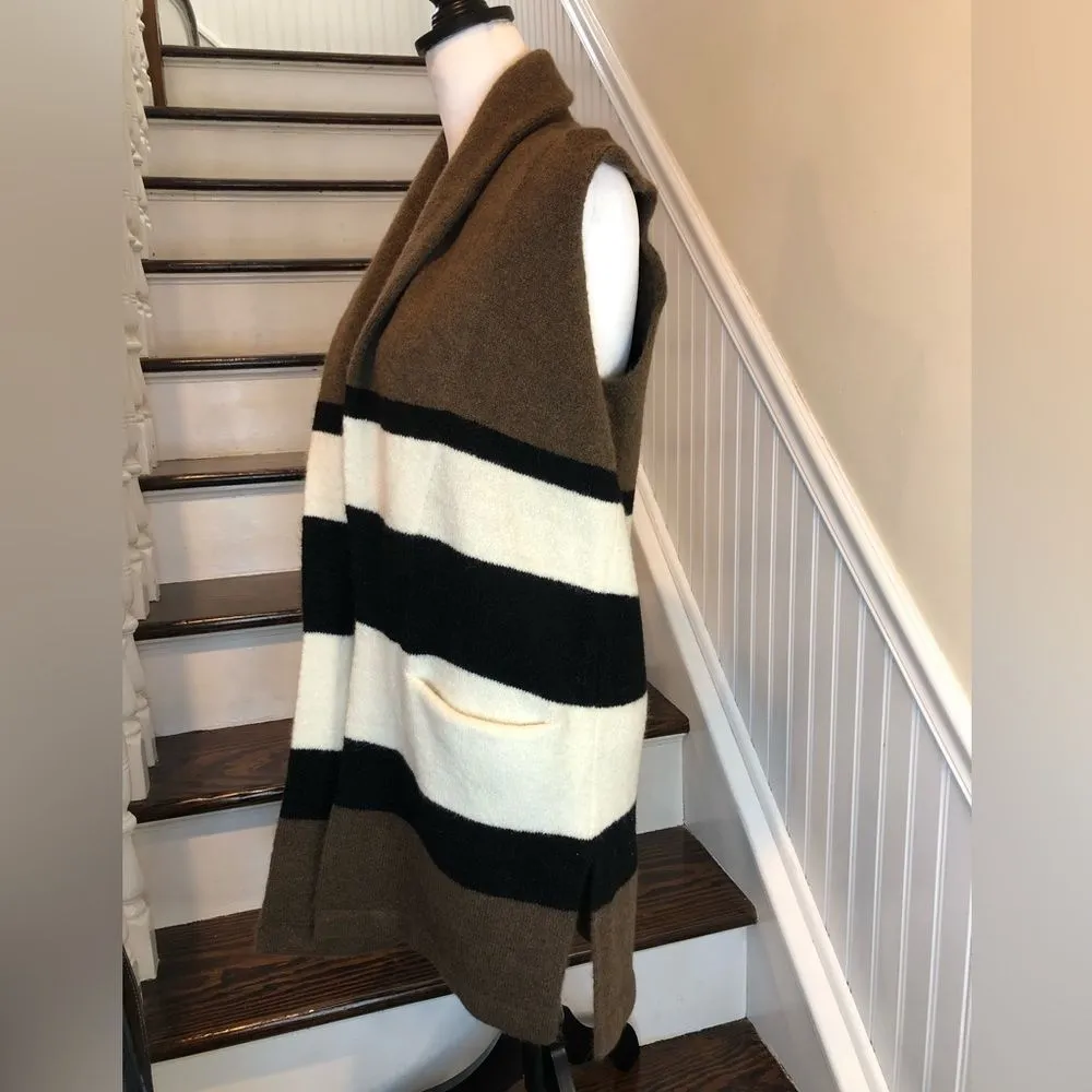 Color Block Long Thick Sleeveless Cardigan Sweater Vest Shawl Collar & Pockets - Image 8