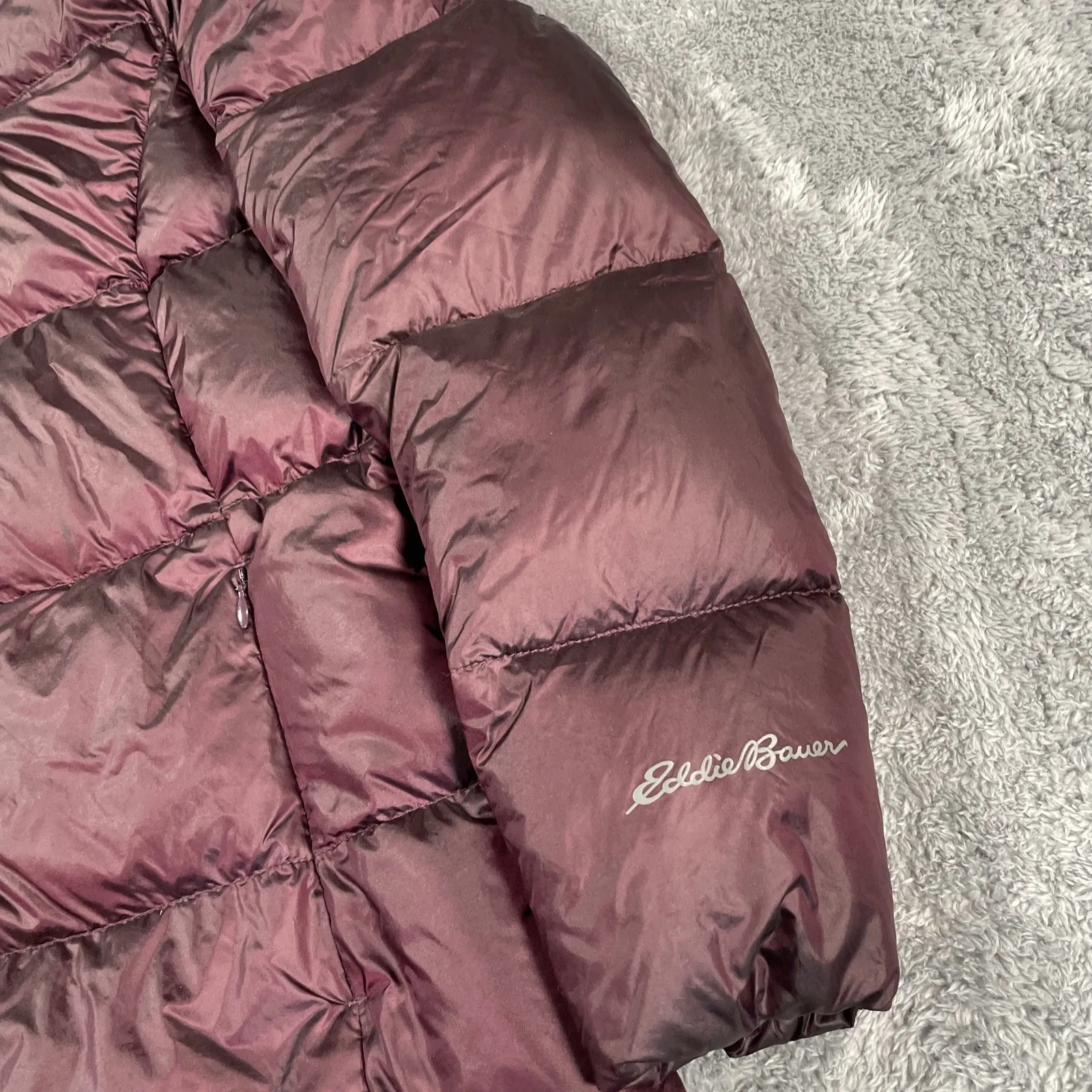 Eddie Bauer Luna Peak Down Parka Women's SZ S Purple EB550 Hooded Jacket Coat - Image 6