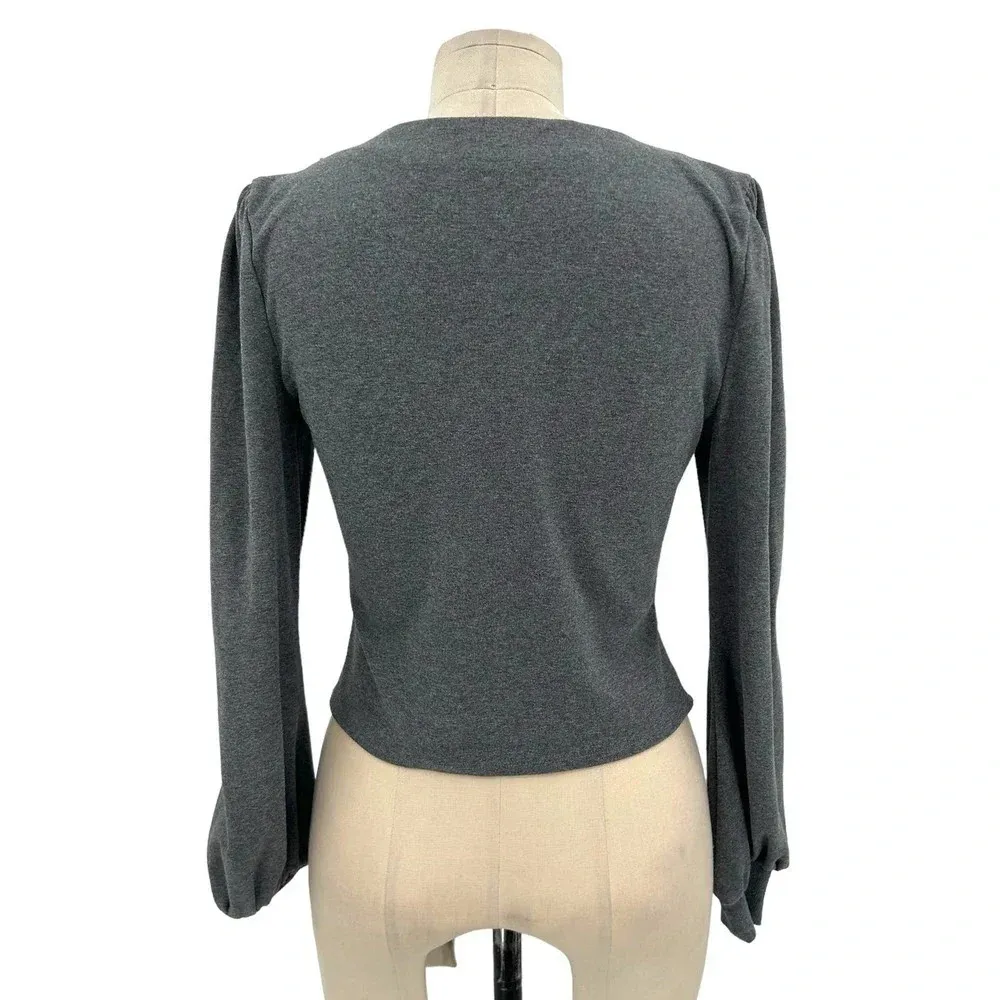 Privacy Please x Revolve Gray Puff Sleeve Cotton Cardigan Sweater Size Small - Image 5