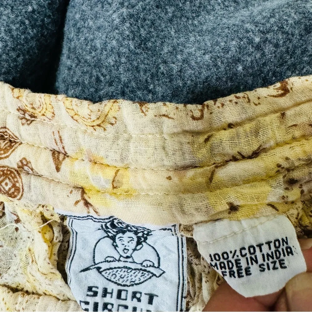 Short Circuit Vintage Women Brown Bohemian Maxi Summer Drawstring Skirt FREESIZE Tan Size undefined - Image 14