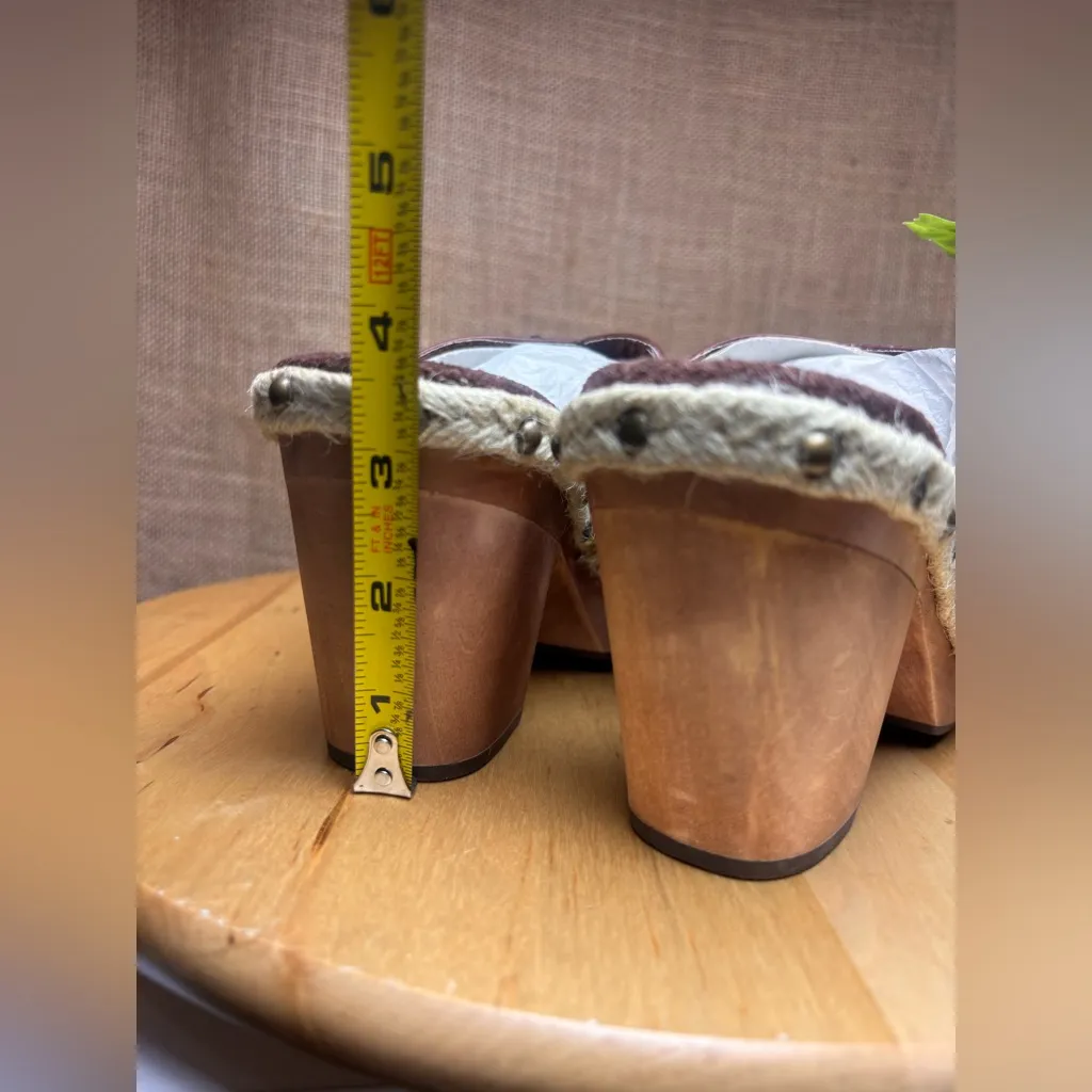 🌼RARE VTG Paris Blues size #9 Brown Floral Women's Clogs daysi print cow 🐄 🌼 - Image 7