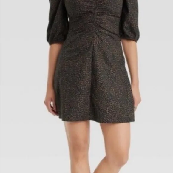 Universal Thread Black and Brown Long Sleeve Dress - Image 2