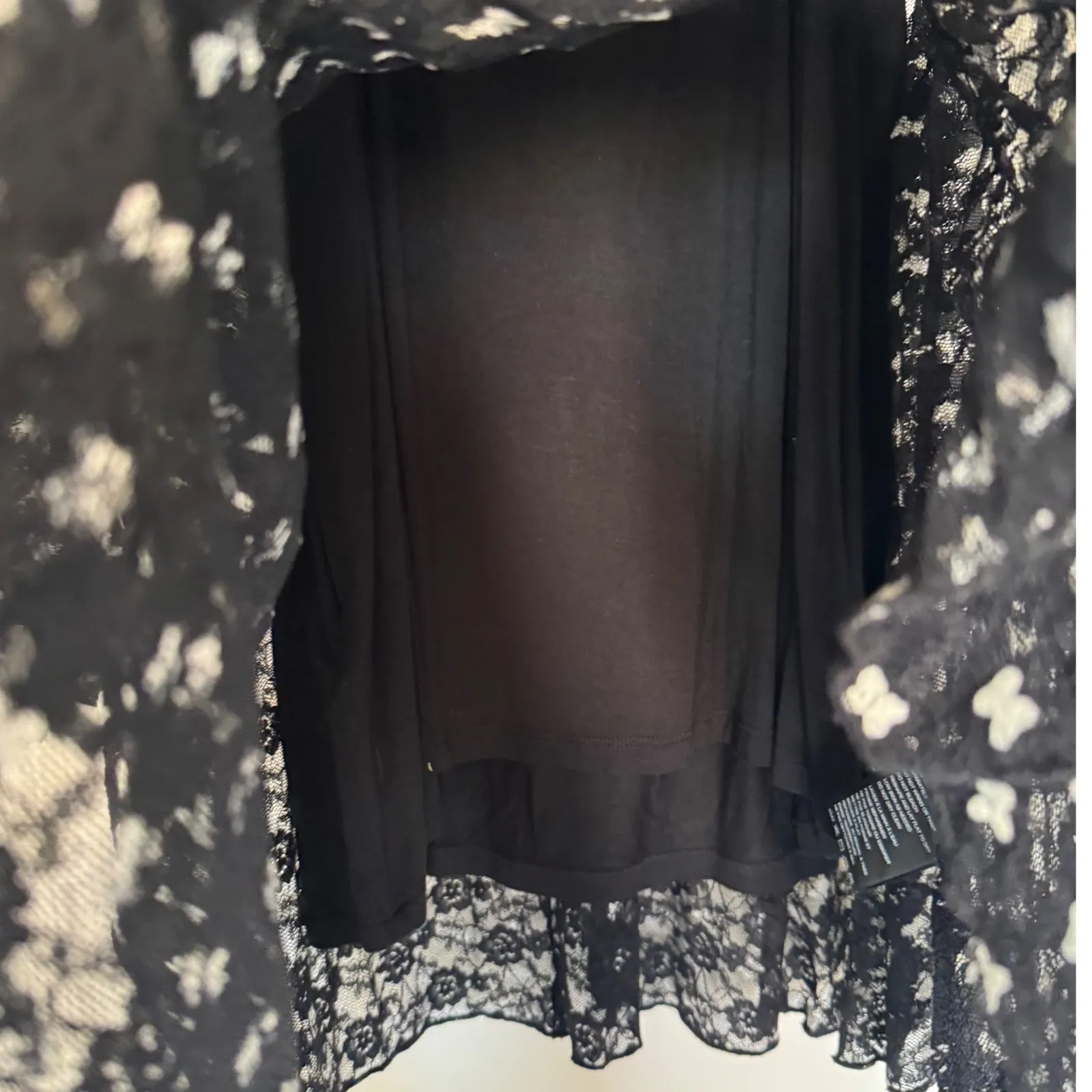 Free People sz L Womens Sheer Delight Open Back Long Sleeve Velvet Print Dress - Image 10