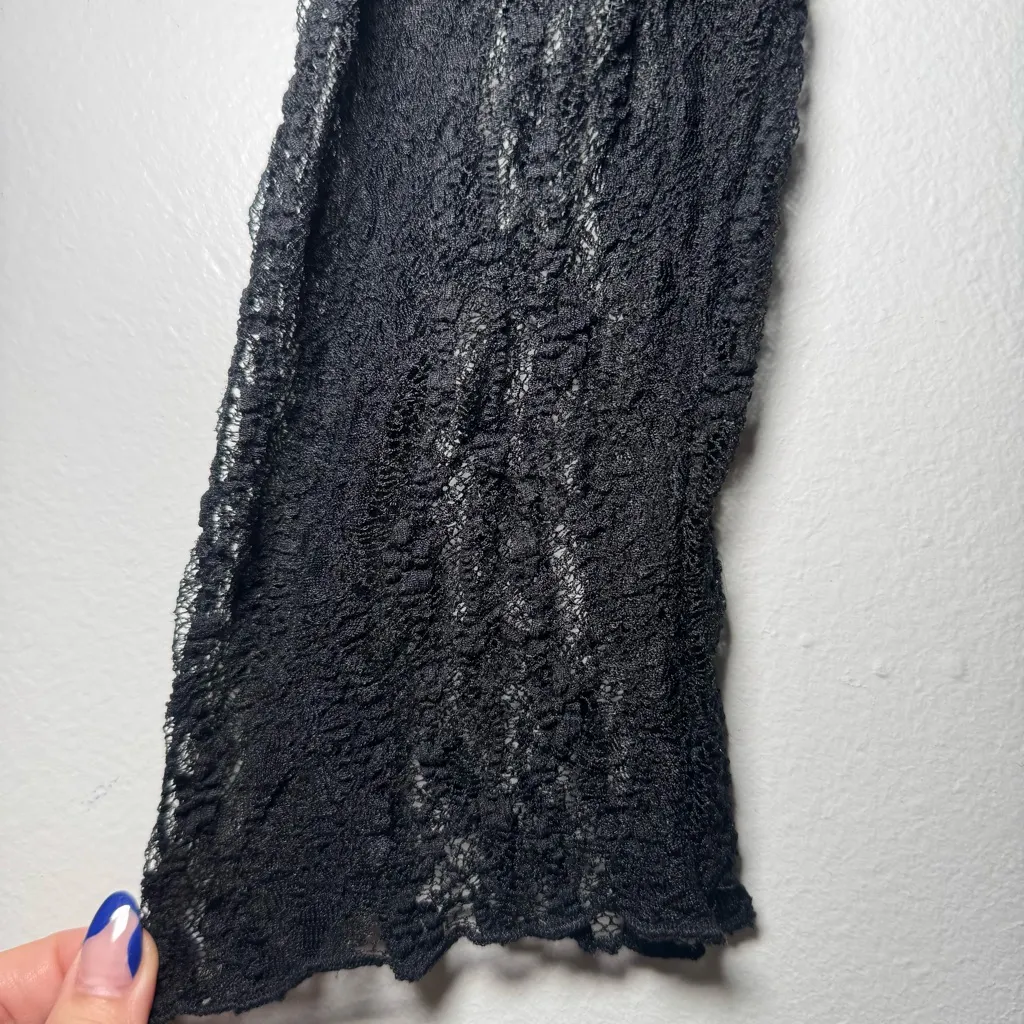 Y2K Lace Top Womens Extra Large Black Sheer Elegant Boho Formal Goth Witchy Size XL - Image 4