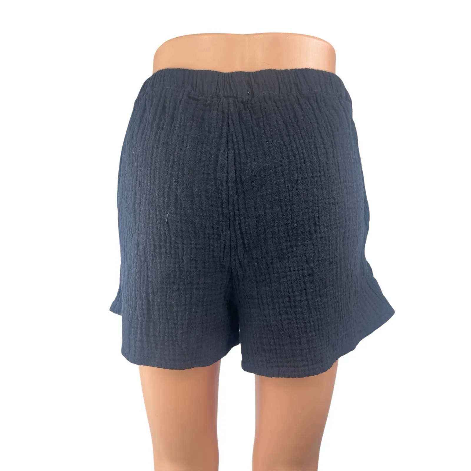 Aritzia Wilfred Free Sail Black Drawstring Wide Leg Casual Lounge Shorts Size M - Image 2