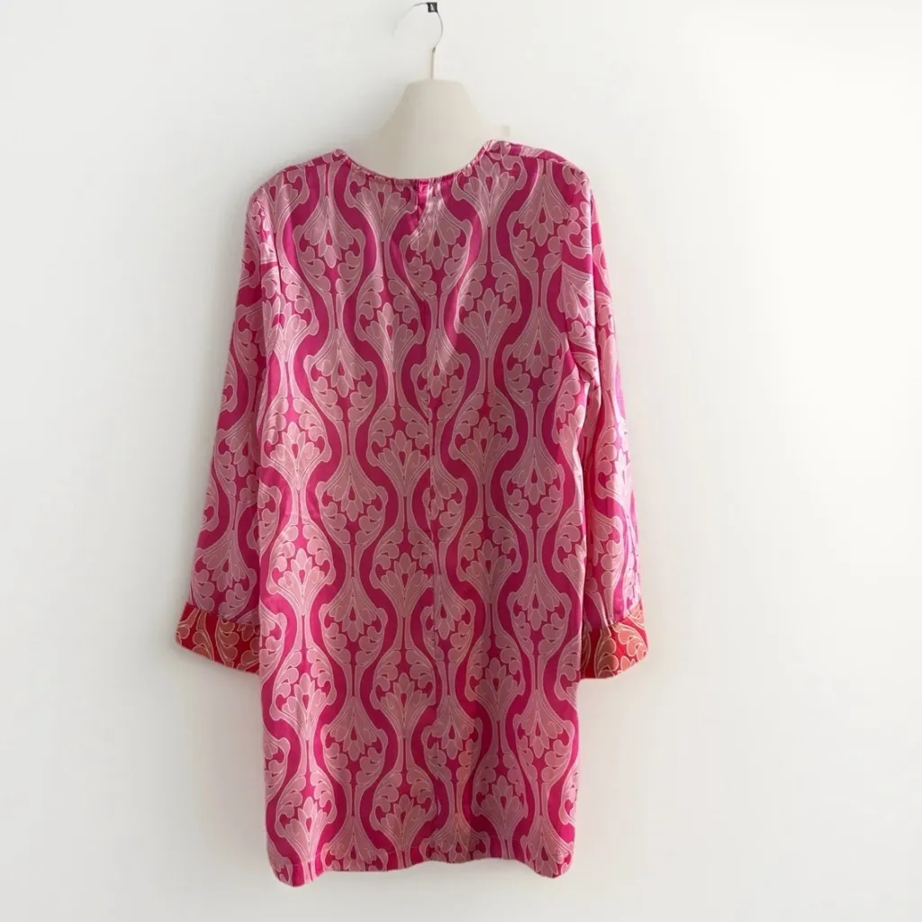 HYACINTH HOUSE TUCKERNUCK Women’s Pink Printed Contrast Trim HAYES Dress L Size L - Image 3