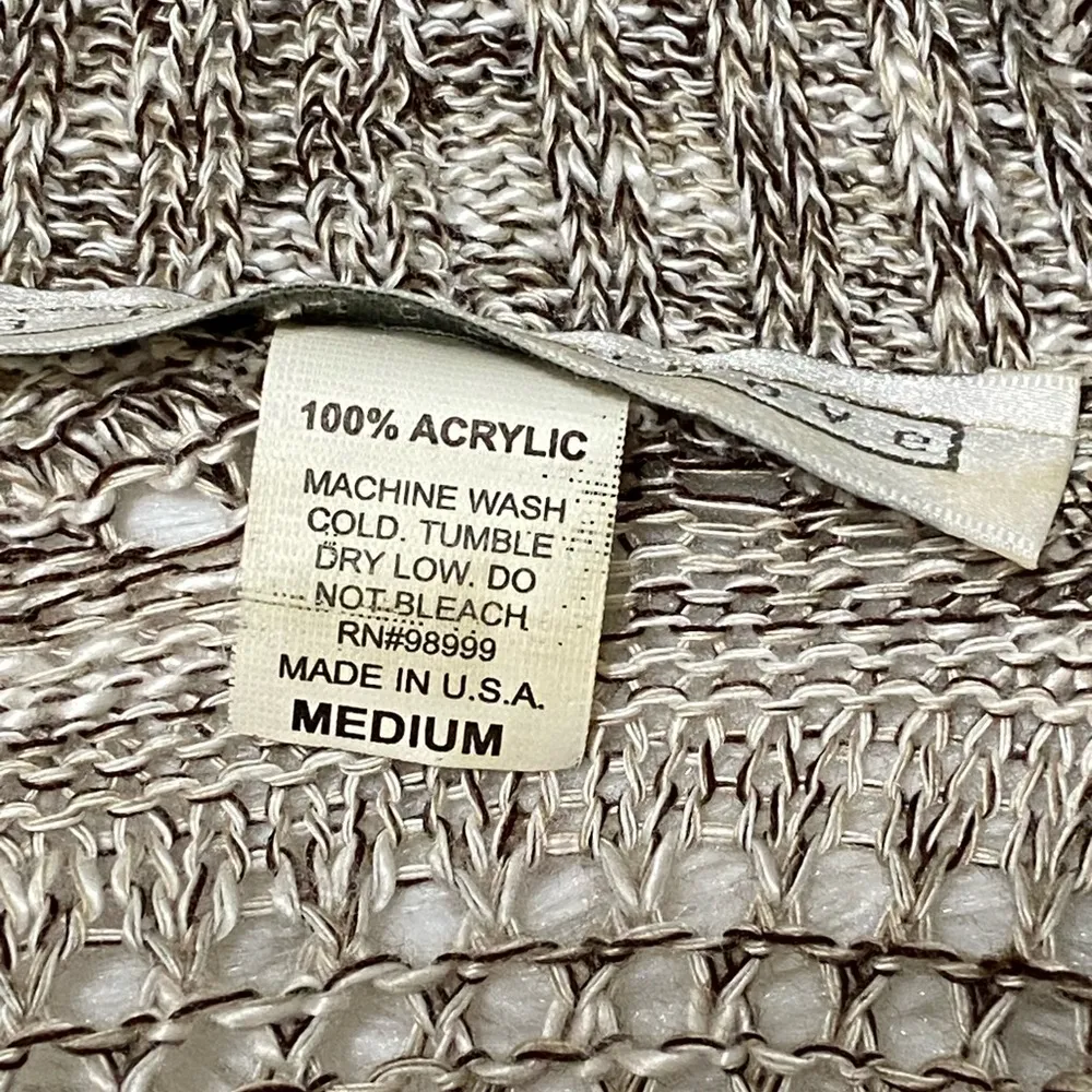A Knitch Above Open Knit Cardigan Marled Brown Ivory Top Women’s Size M Size M - Image 10