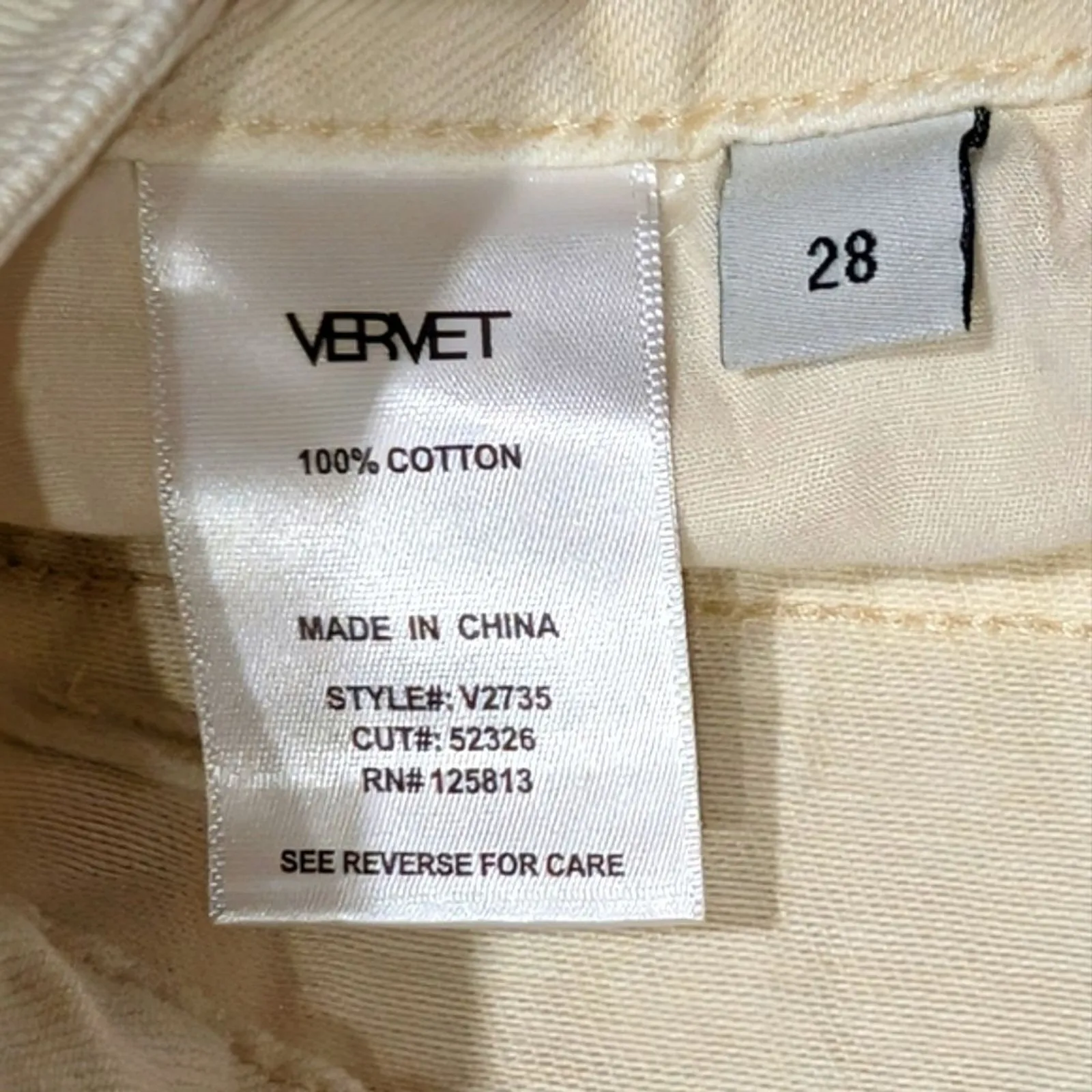 Vervet 90s Dad Jeans Womens 28 Wide Leg Cream Tan Ripped Destroyed Pants NWT - Image 3