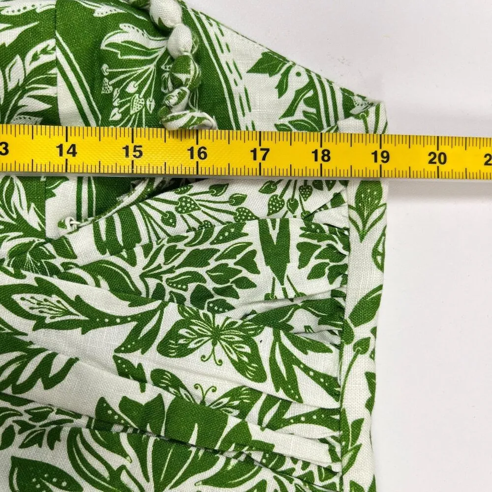 NWOT Farm Rio Floral Delicate Tapestry Linen Drop-Waist Midi Dress Size XL Green - Image 16