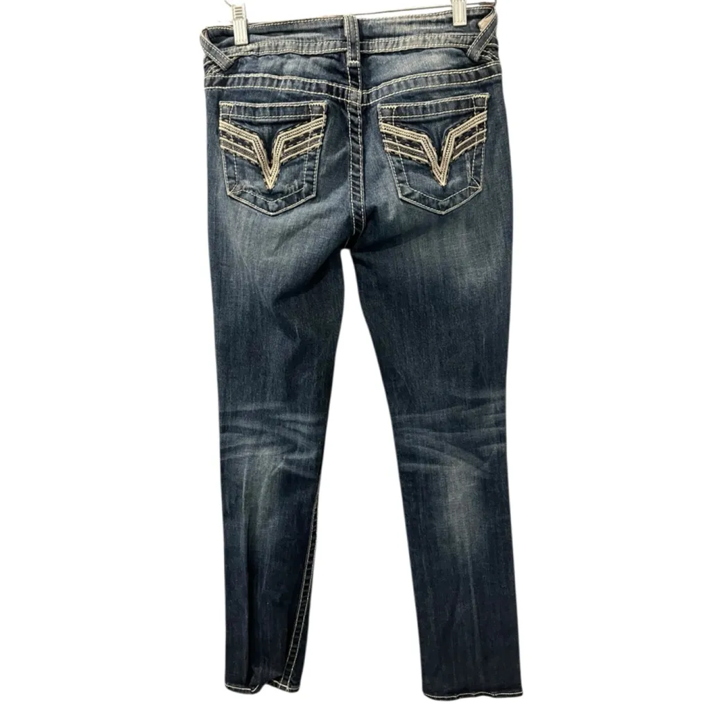 Miss Me The Chelsea Straight Leg Embroidered Embellished Blue Jeans Size 4 Denim - Image 9