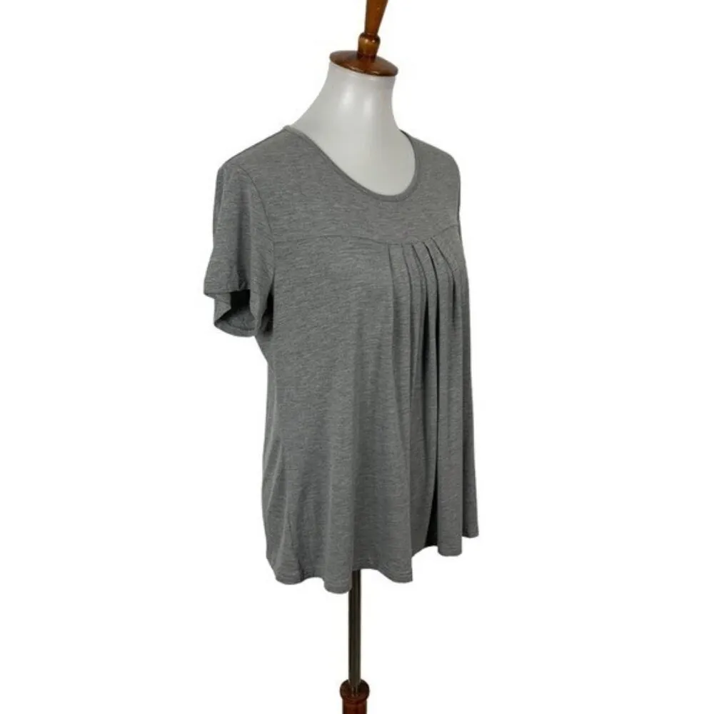 Latuza Pajama Top Medium Gray Short Sleeve Soft Lounge Sleepwear Basic - Image 2