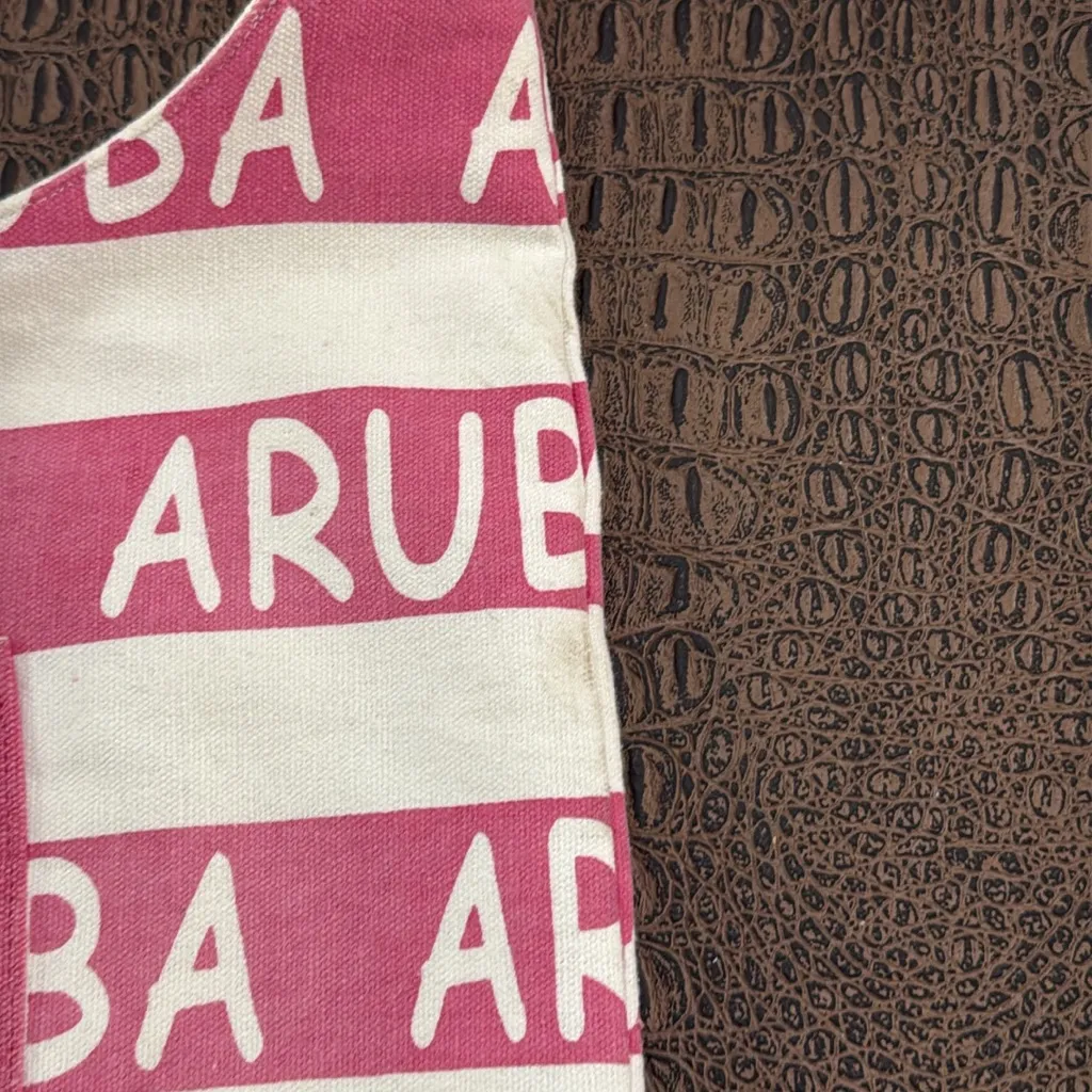 Aruba Caribbean Pink White Canvas Shoulder Bag Souvenir Tote Hobo Purse - Image 10