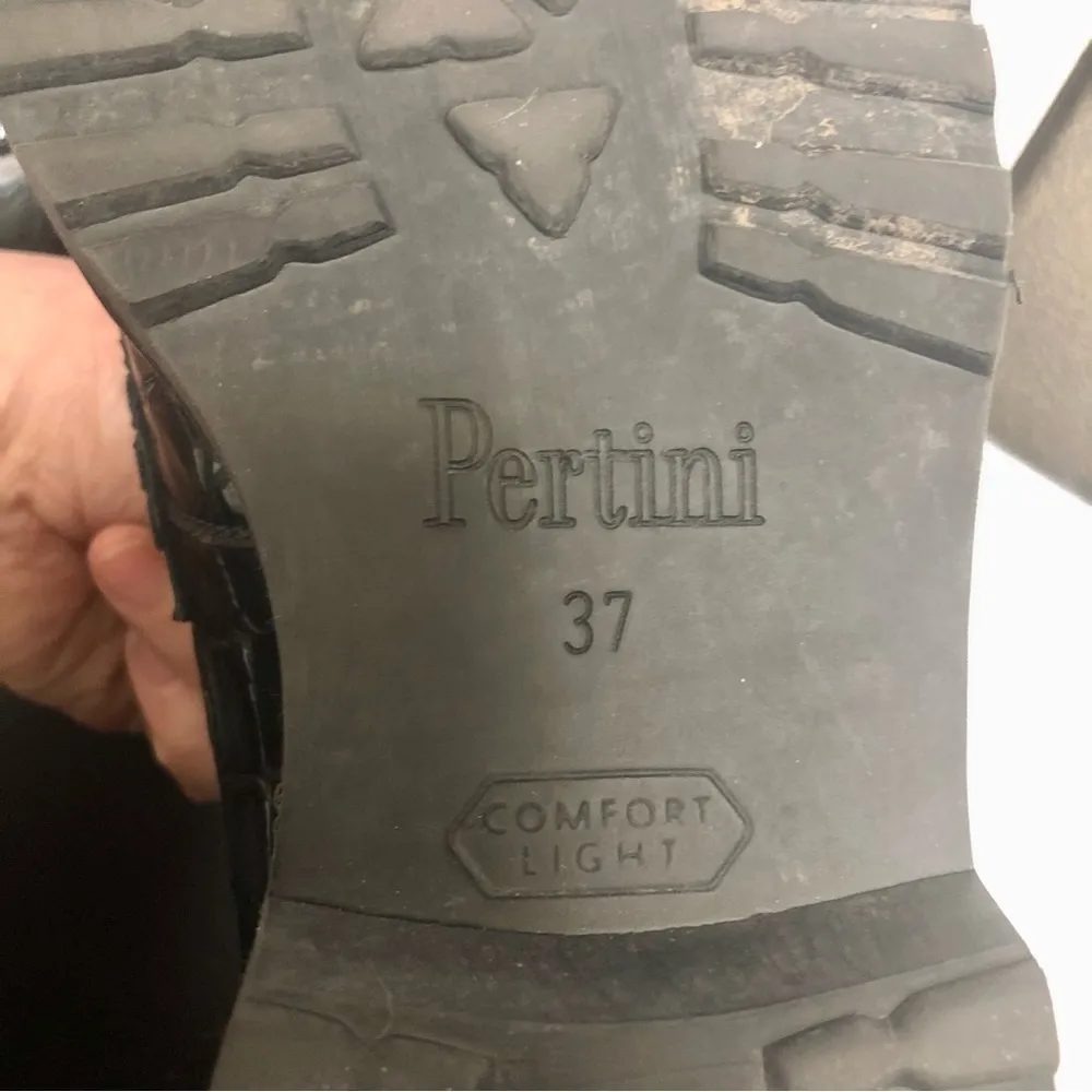 Pertini Italian Leather Kilties Studded Tassel Loafers Croc Embossed Grunge Prep Black Size 6 - Image 12