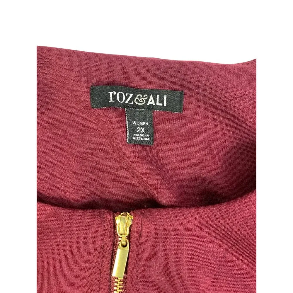 Roz & Ali  Women's Burgundy Casual Jacket - Image 3