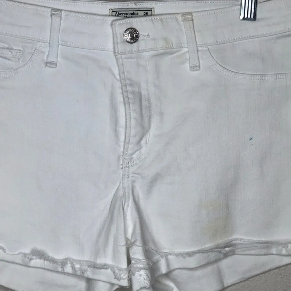 Abercrombie & Fitch White Denim Shorts - Image 4