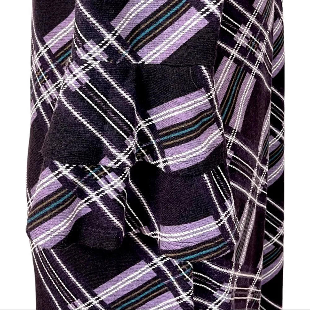 Ronni Nicole Ruffle Sleeve Shift Dress Purple Plum Plaid Women's Size XL - Image 9