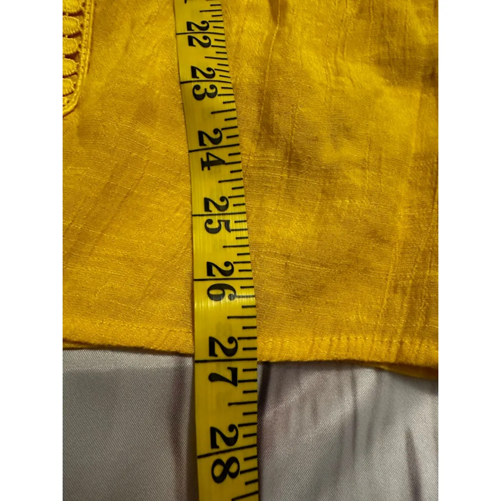 Women's Counterparts Yellow Blouse XL Bell Sleeve Tie Front - Image 9
