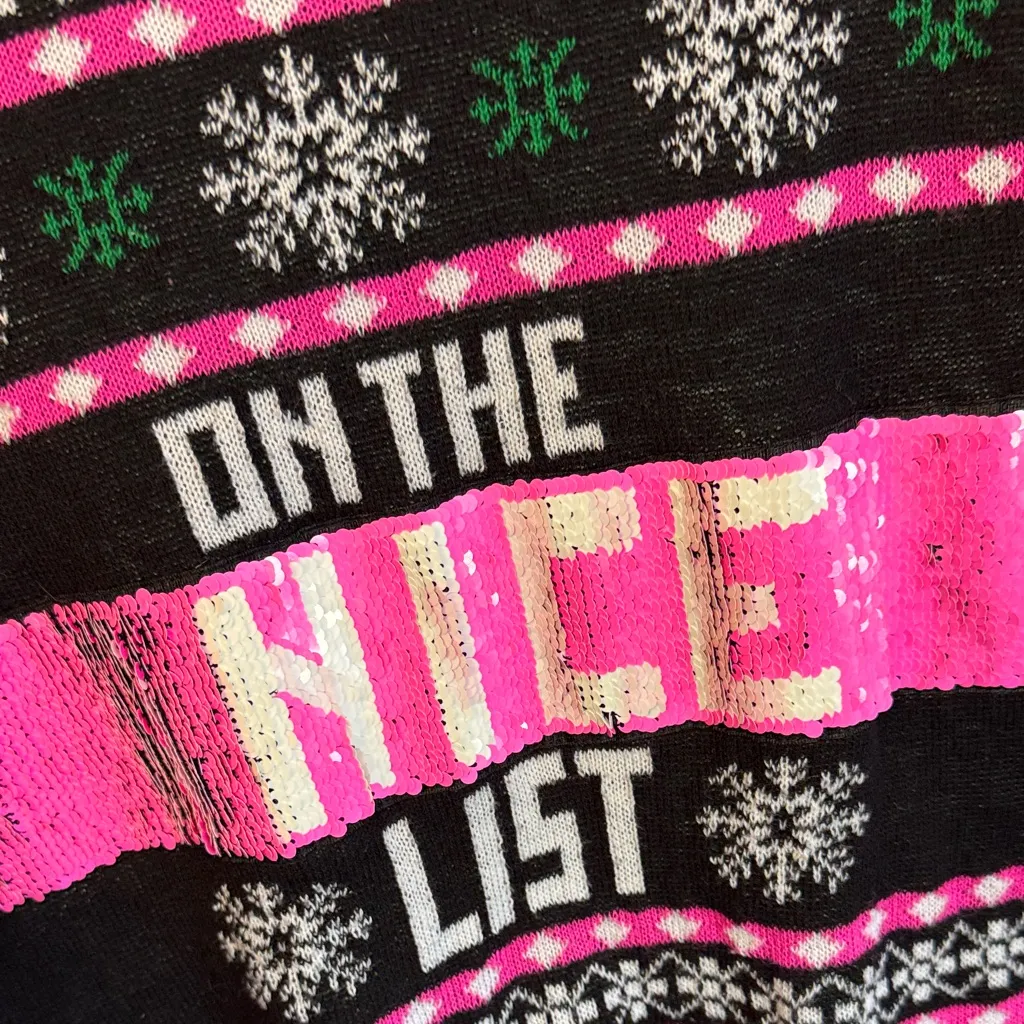 Well Worn Black and Pink Festive Sweater - Image 6