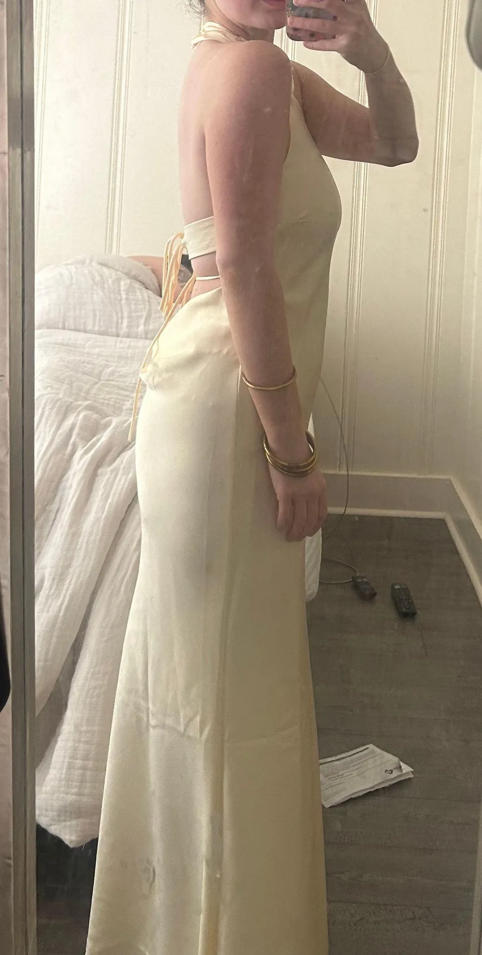 Amazon Yellow Satin Dress - Image 6