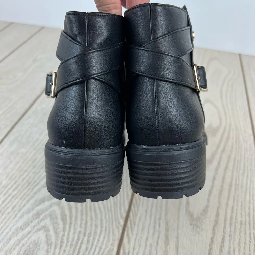 Giani Bernini Brennin Buckled Ankle Booties 10 Black Faux Leather $100 - Image 9