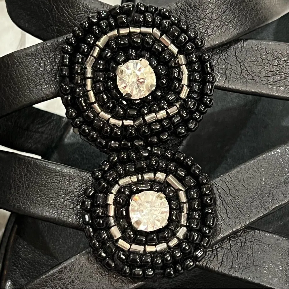 Italian Shoemakers Whitney Black Embellished Wedge Sandal Sz 10 - Image 4
