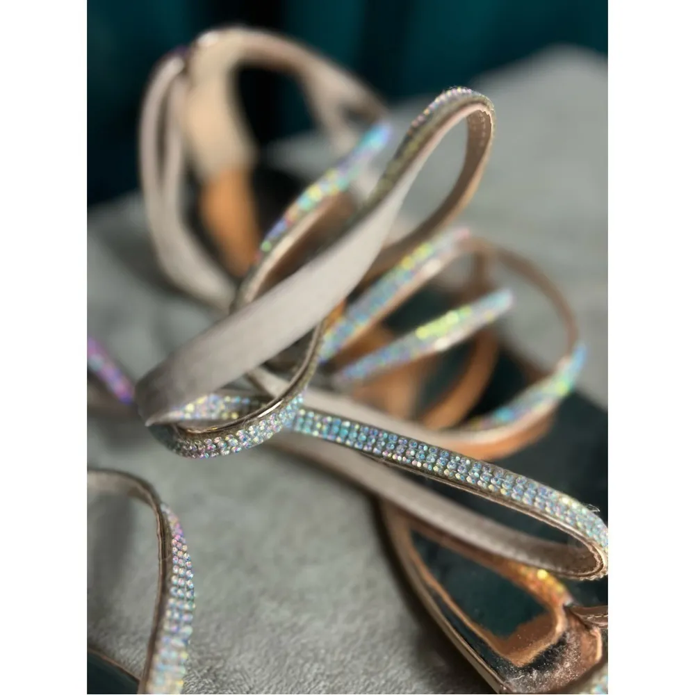 Simmi London Rose Gold Diamante Lace Up Gladiator Sandals Size 11 - Image 8