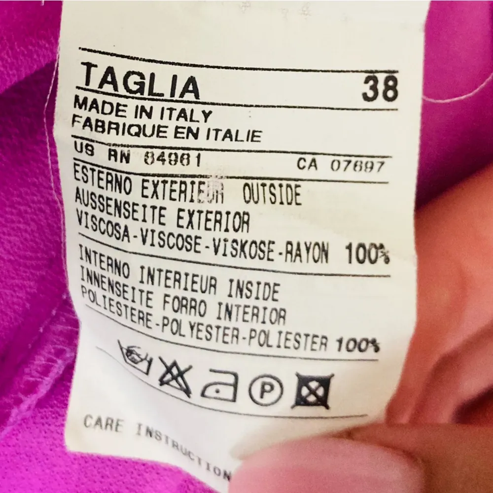 Vintage United Colors of Benetton mixed fabric pink and yellow bias cut skirt. - Image 6