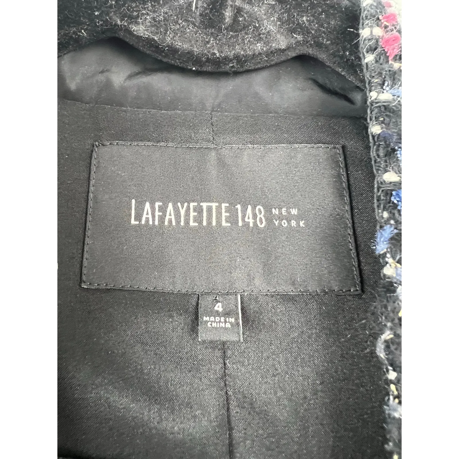 Lafayette 148 Tweed Blazer Size 4 Career Preppy Academia Business Professional 4 Black - Image 6