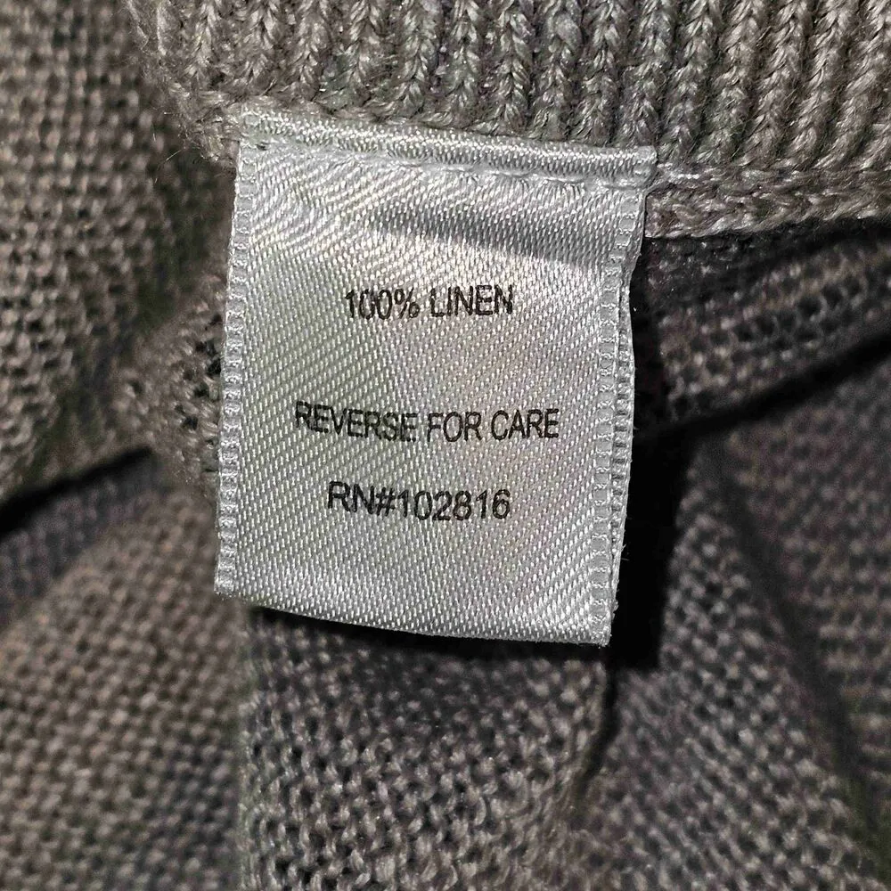 Garnet Hill Womens Gray Green Haiku‎ Linen Short Sleeve Sweater Small - Image 5