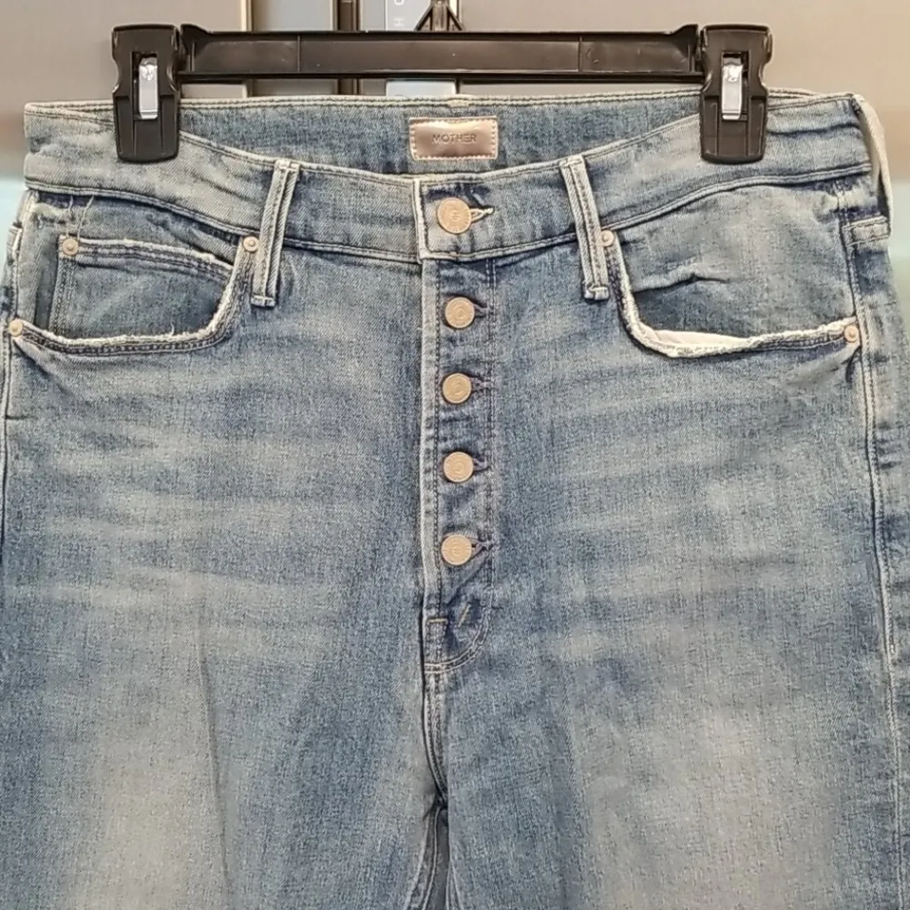 💕MOTHER💕 The Pixie Dazzler Ankle Fray Jeans Secret Sister Button Fly 31 Blue - Image 11