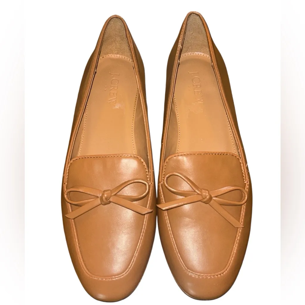 J. Crew Brown Bow Leather Loafers Tan Size 7 - Image 2