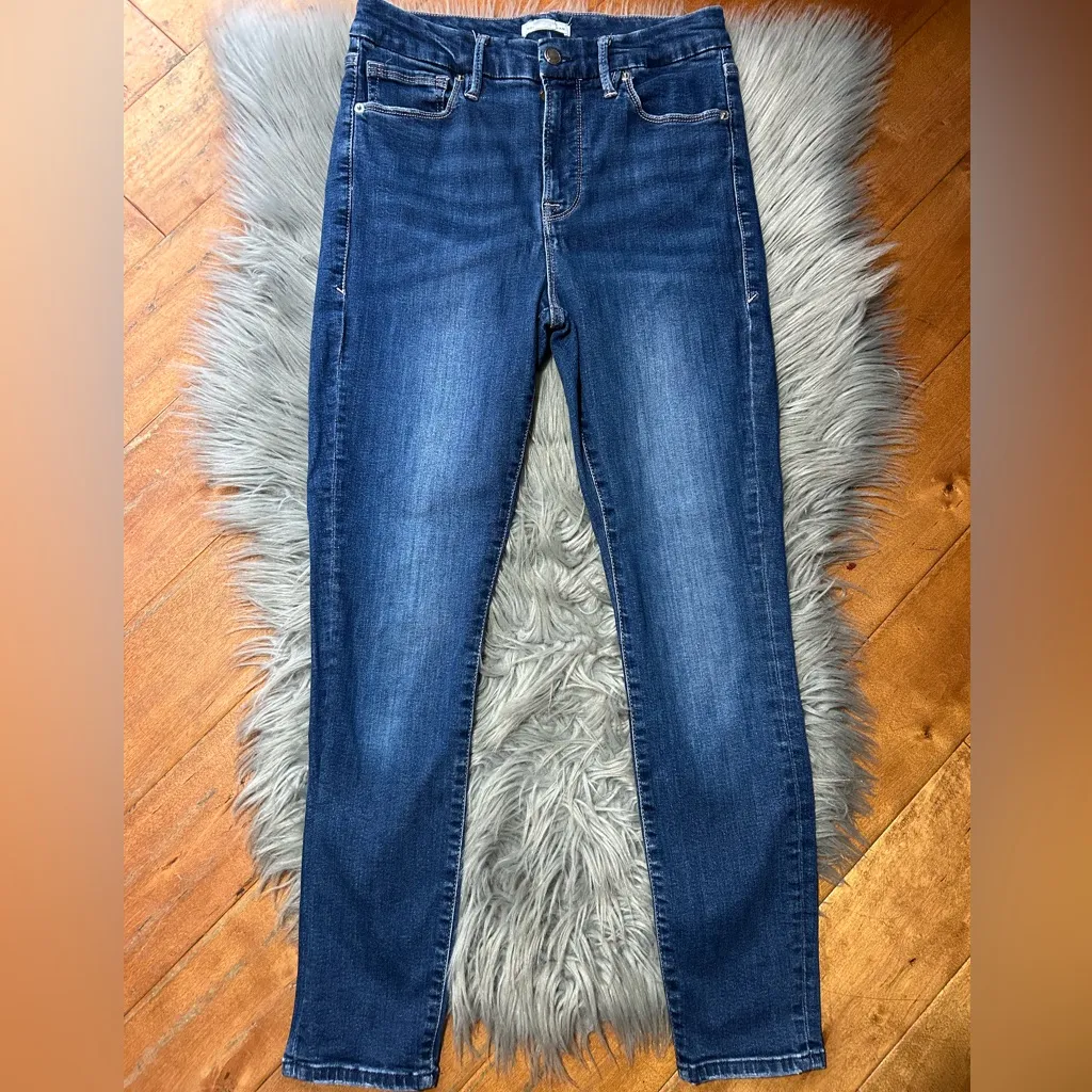 Good American Straight Light Cropped Compression Indigo Jeans Size 6/28 - Image 7