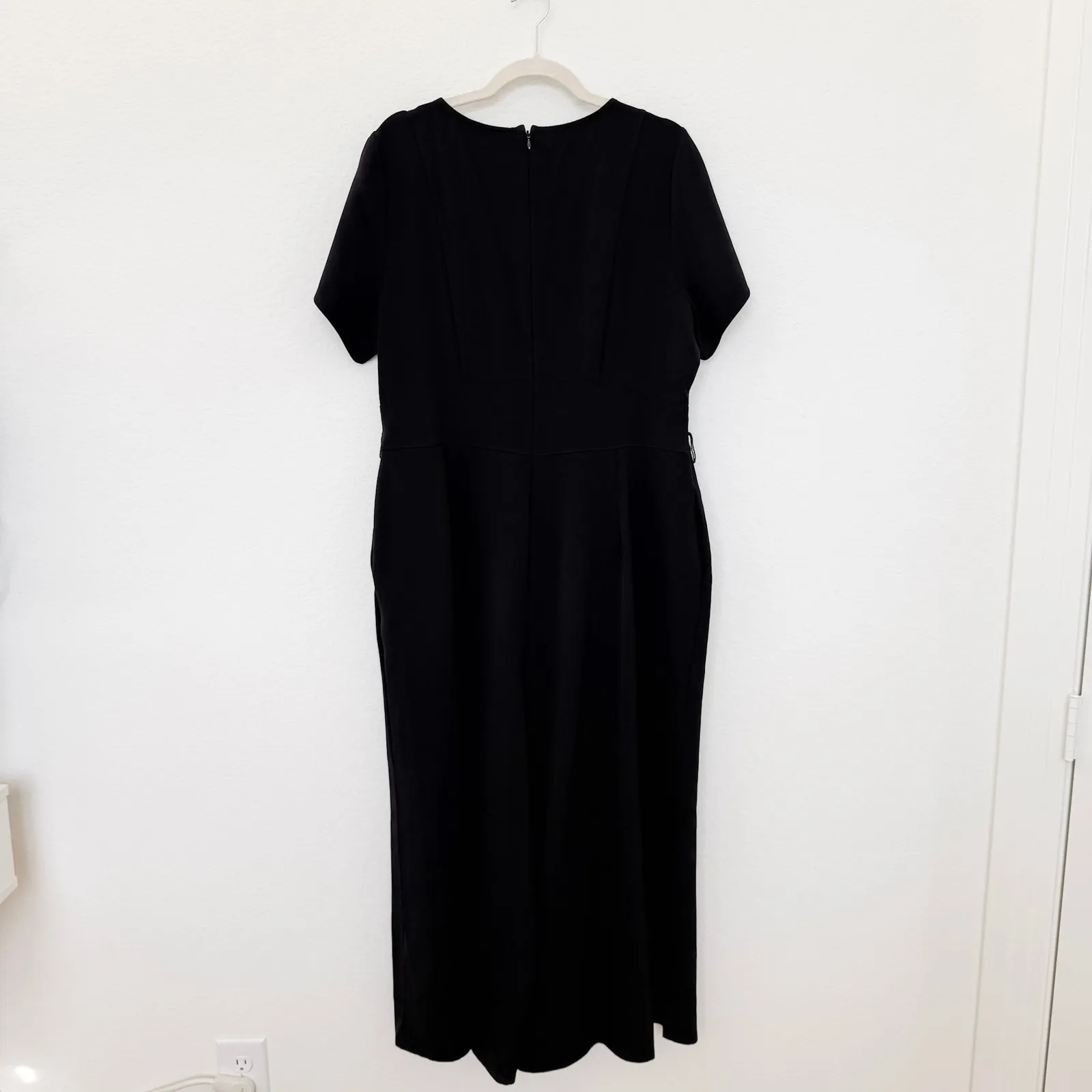 Lane Bryant Womens Jumpsuit Size 16 Black Short‎ Sleeve Wide Leg Minimalist Chic - Image 6