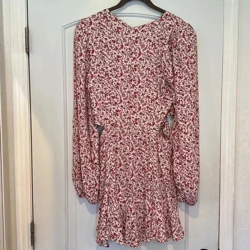 AFRM Monna Mini Floral Casual Dress Side Cut Outs Pink Sold on Revolve Sz S - Image 10