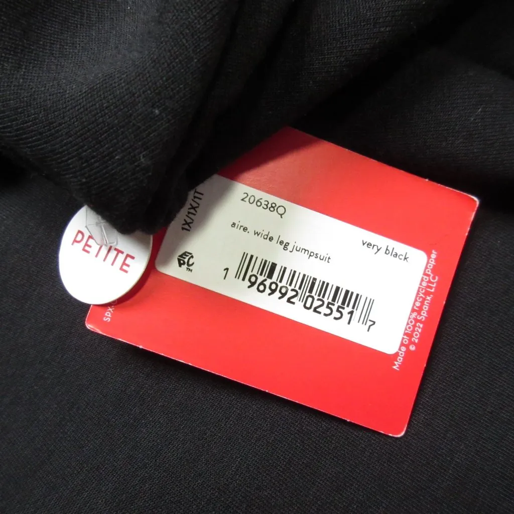 NWT Spanx 20638Q AirEssentials Long Sleeve Wide Leg Jumpsuit in Black 1X Petite - Image 4