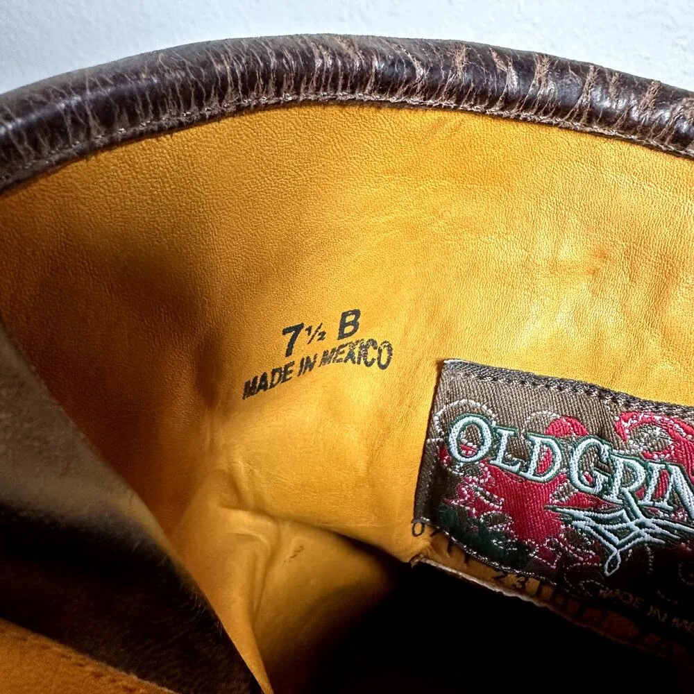 Old Gringo Ankle Moto Boots Leather Embroidered Studded Semi Pointed Brown 7.5B - Image 7