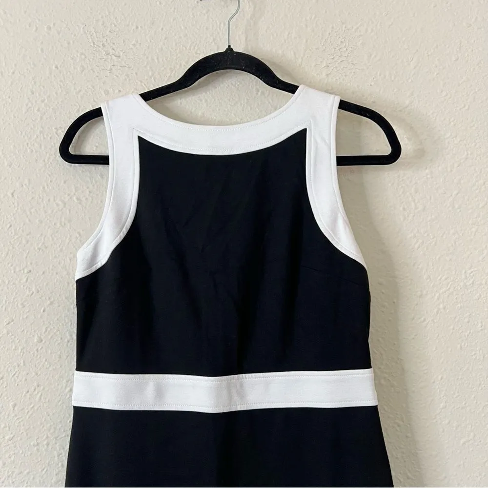 Talbots Ponte Knit Sleeveless Sheath Dress Black and White Size 6 - Image 2