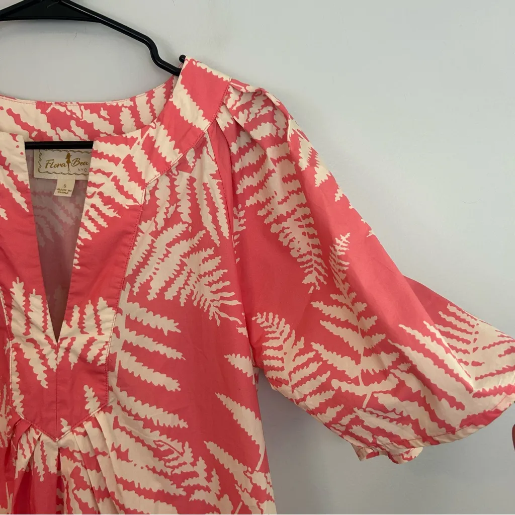 Flora Bea Stefanie Pink Tropical Print Shift Short Sleeve Mini Dress Size Small - Image 6