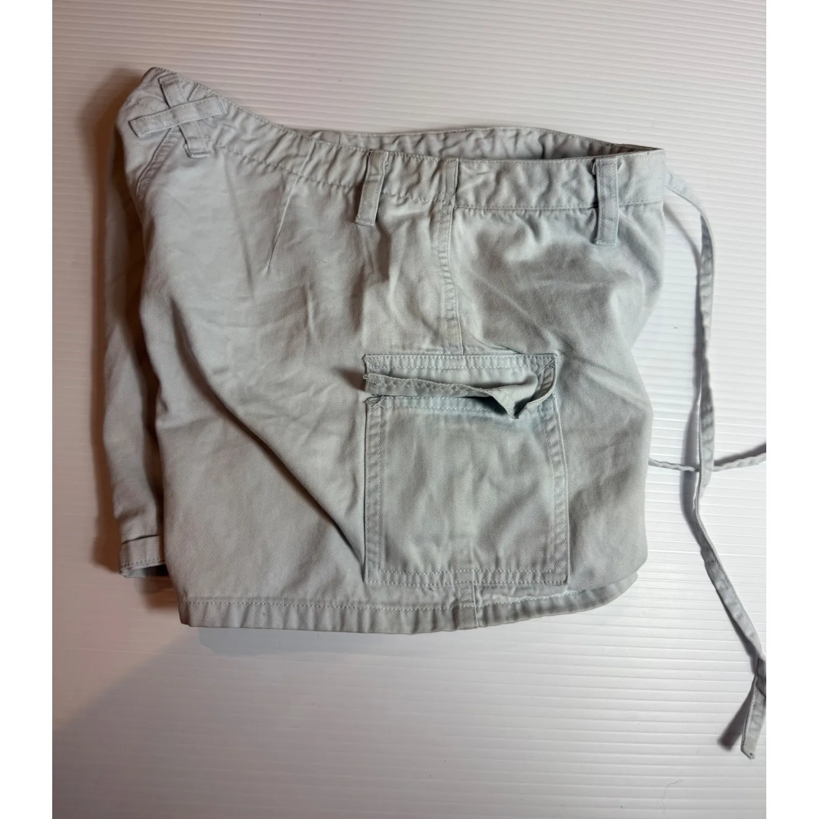 Express Bleus Womens Cotton Blend‎ Cargo Shorts Casual Drawstring Size 3/4 - Image 7