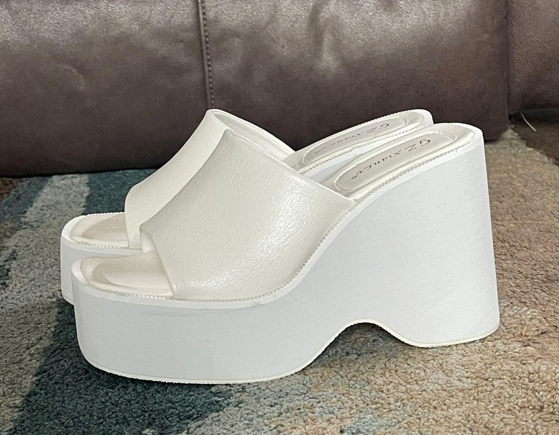 Platform Wedge Sandals White Size 5.5 - Image 4
