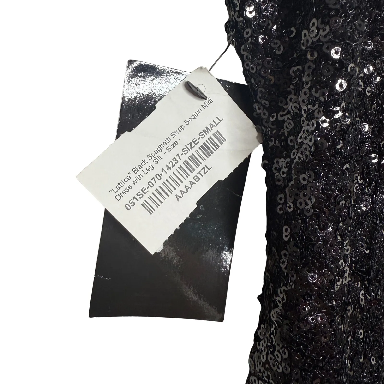 Nuage Latrice Sequin Spaghetti Strap Midi Dress Black Size Small Party Holiday - Image 4