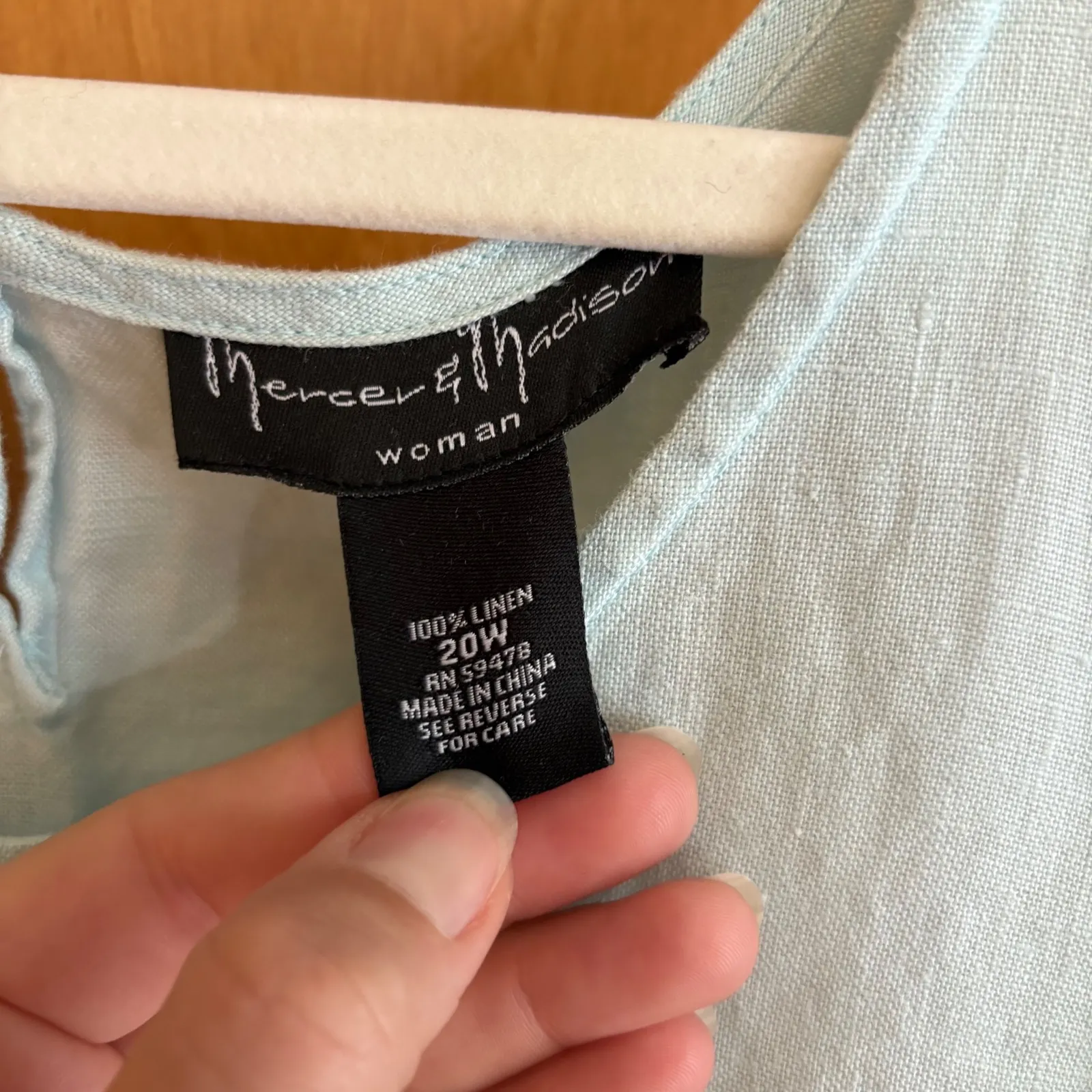 Mercer & Madison Woman 20W Sleeveless Light Blue Linen Maxi Dress‎ Summer - Image 4